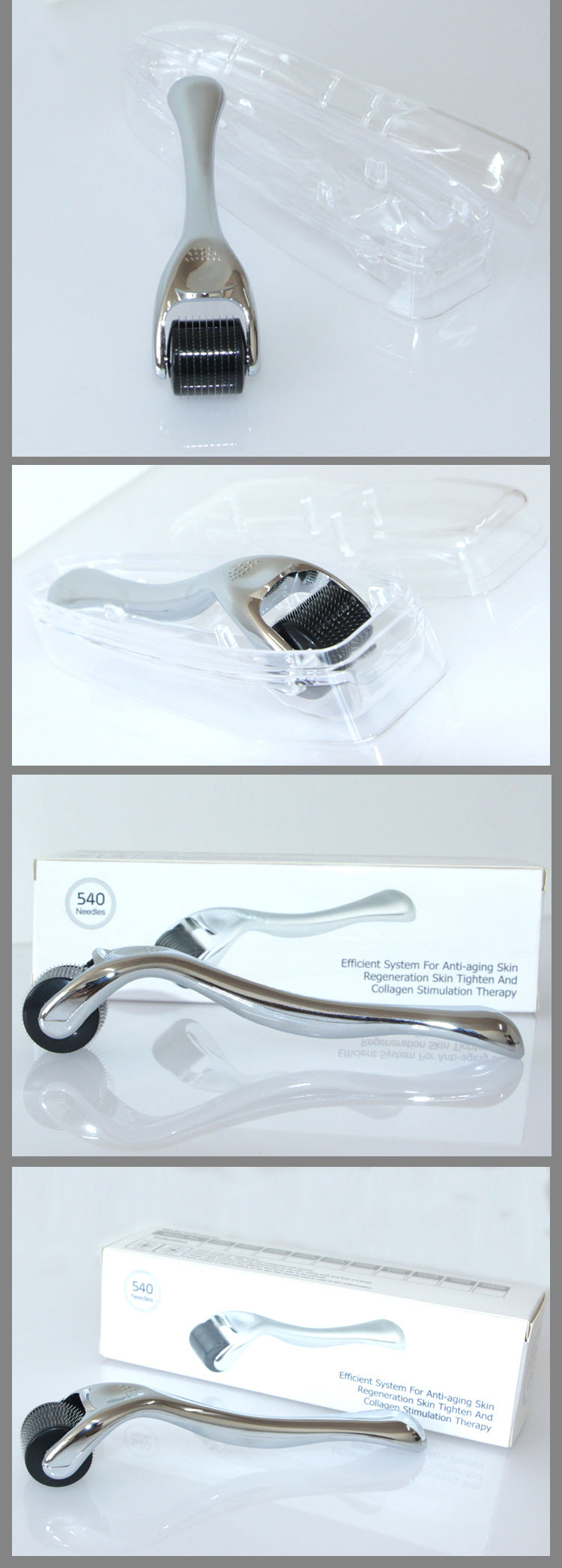 Rouleau Microneedling 540 Aiguilles Or & Argent – Soin Visage Anti-Âge