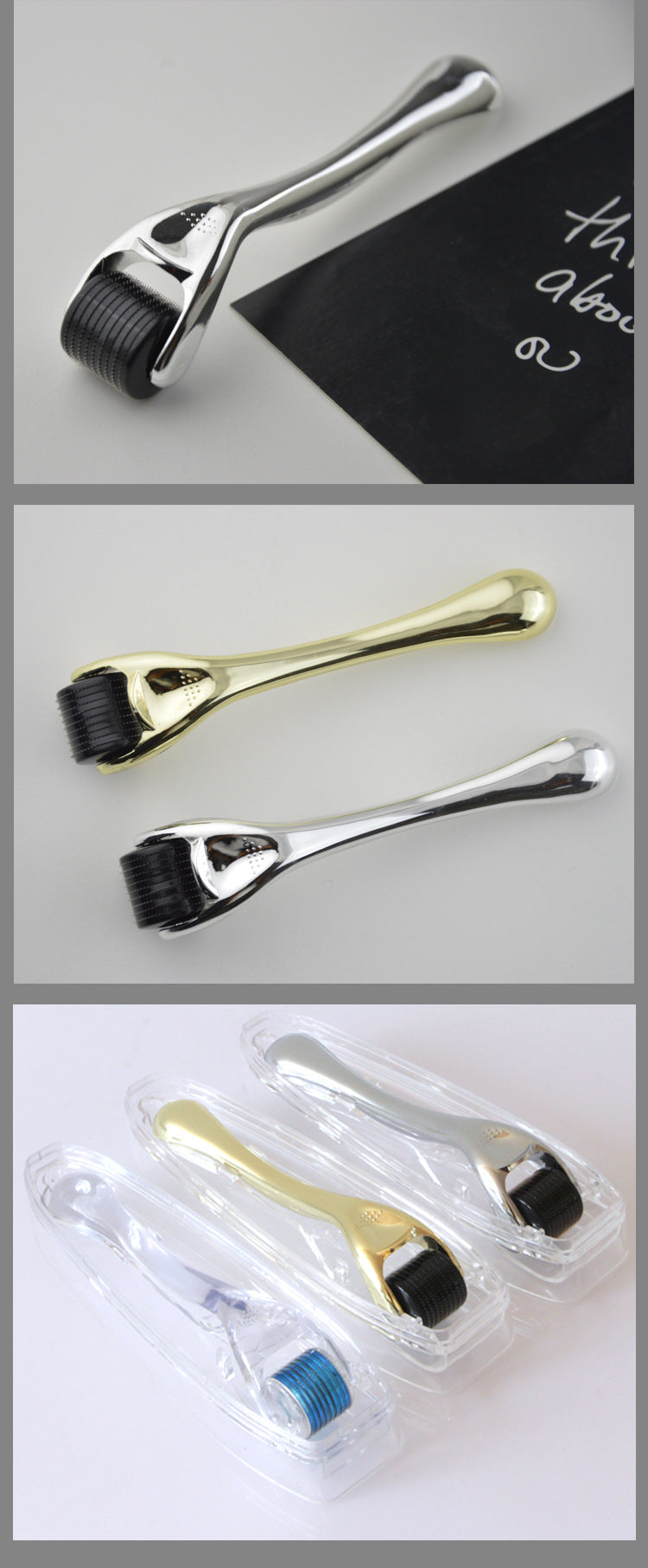 Rouleau Microneedling 540 Aiguilles Or & Argent – Soin Visage Anti-Âge