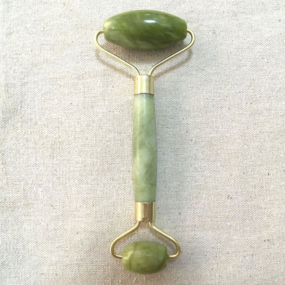 Rouleau Jade Double Embout – Massage Visage Drainant &amp; Anti-Rides