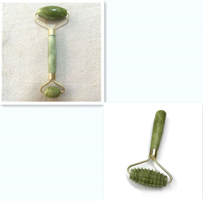 Rouleau Jade Double Embout – Massage Visage Drainant &amp; Anti-Rides