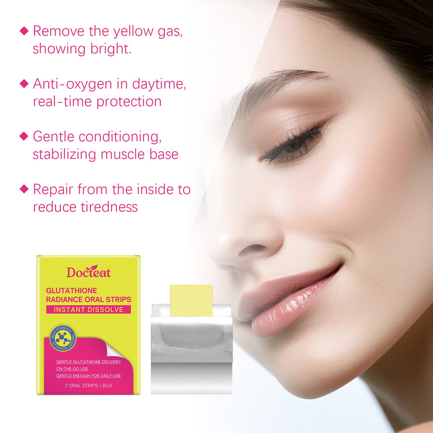 Patches Oraux Glutathion Éclaircissants – Soin Teint Lumineux &amp; Unifiant